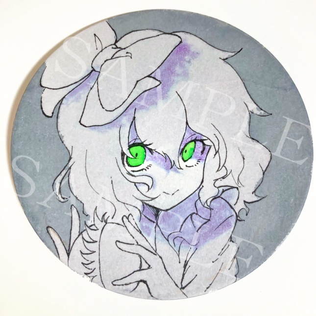 ドローイングコースター【古明地こいし】東方project アナログイラスト 水彩画 原画 同人手描きイラスト