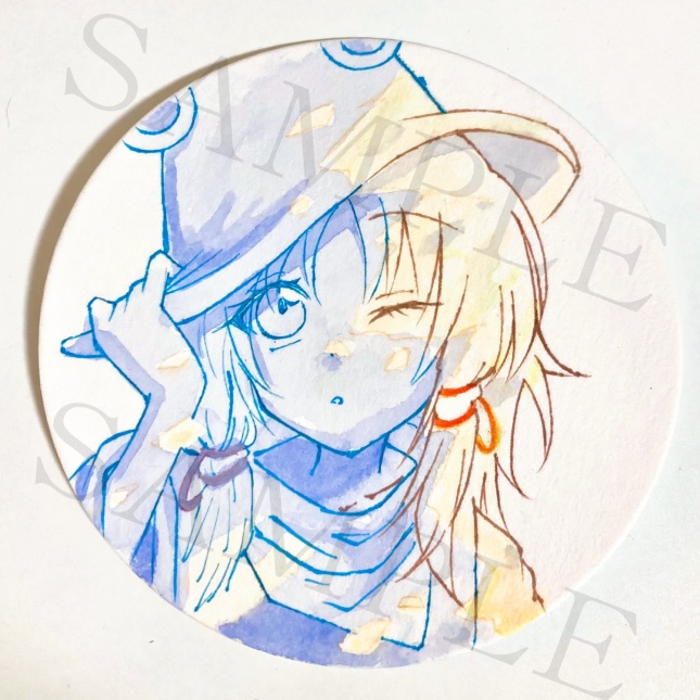ドローイングコースター【洩矢 諏訪子】東方project アナログイラスト 水彩画 原画 同人手描きイラスト