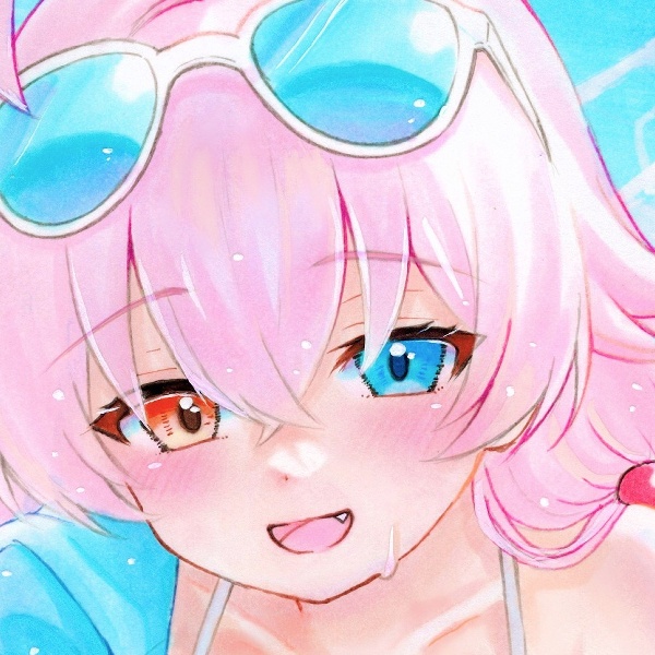 同人手描きイラスト 【小鳥遊ホシノ】ブルーアーカイブ　アナログイラスト ブルアカ 原画　水着　下着　コピック　水彩画