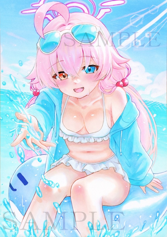 同人手描きイラスト 【小鳥遊ホシノ】ブルーアーカイブ アナログイラスト ブルアカ 原画 水着 下着 コピック 水彩画