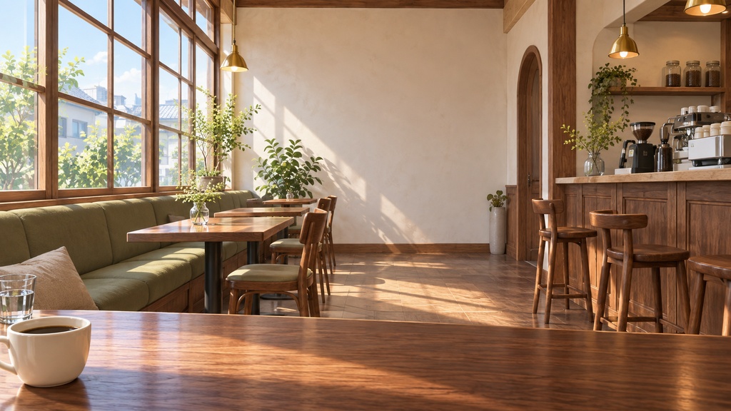 【背景素材4枚】CAFE HOURS|朝・夕方・夜・雨のカフェ|配信・動画向け