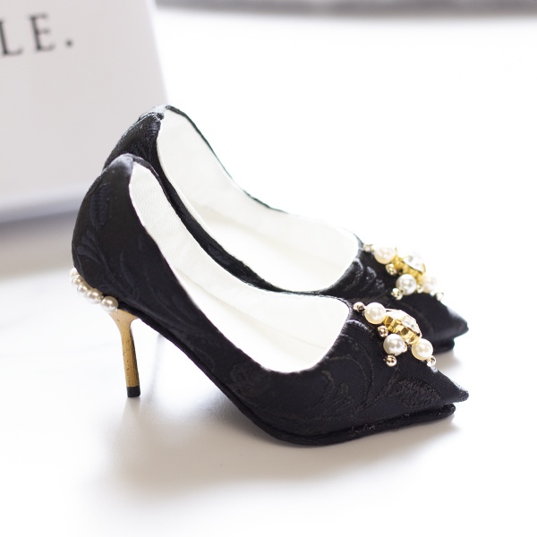 Black flower 1/3size doll shoes