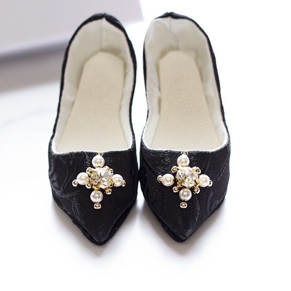 Black flower 1/3size doll shoes