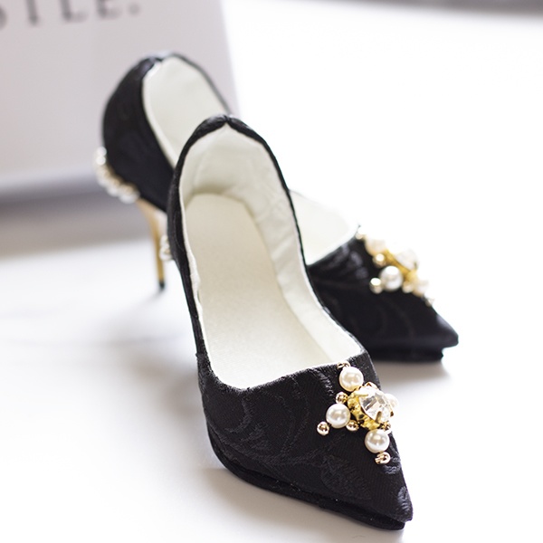 Black flower 1/3size doll shoes