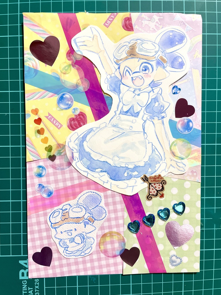 色々衣装ゴーグルくん手描きイラストコラージュ