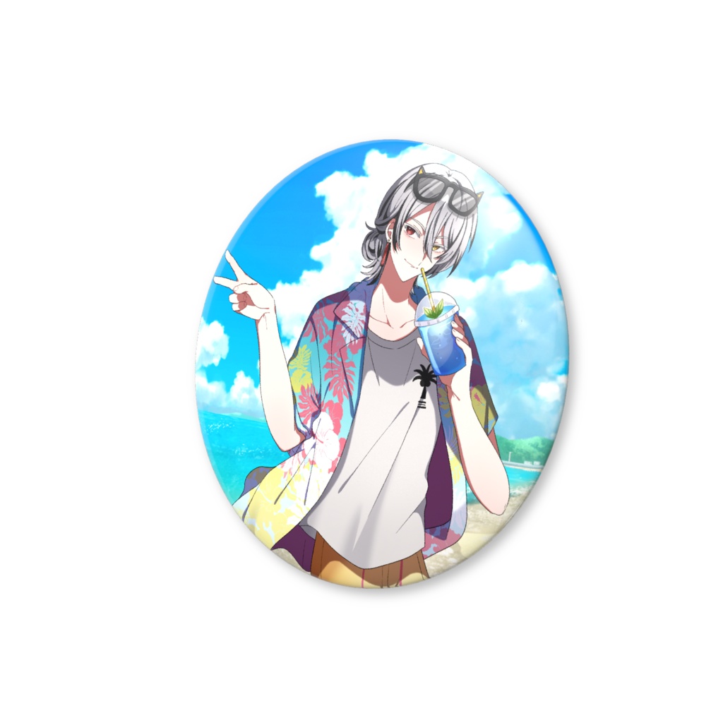 【2025バースデー】猫仙人サマー缶バッジ(バリュー)【受注生産】