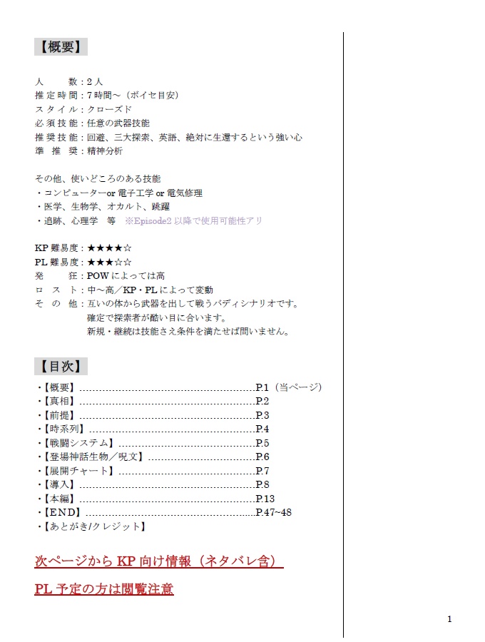 (本文無料)CoC6版【Hurt your Heart】Ep.1