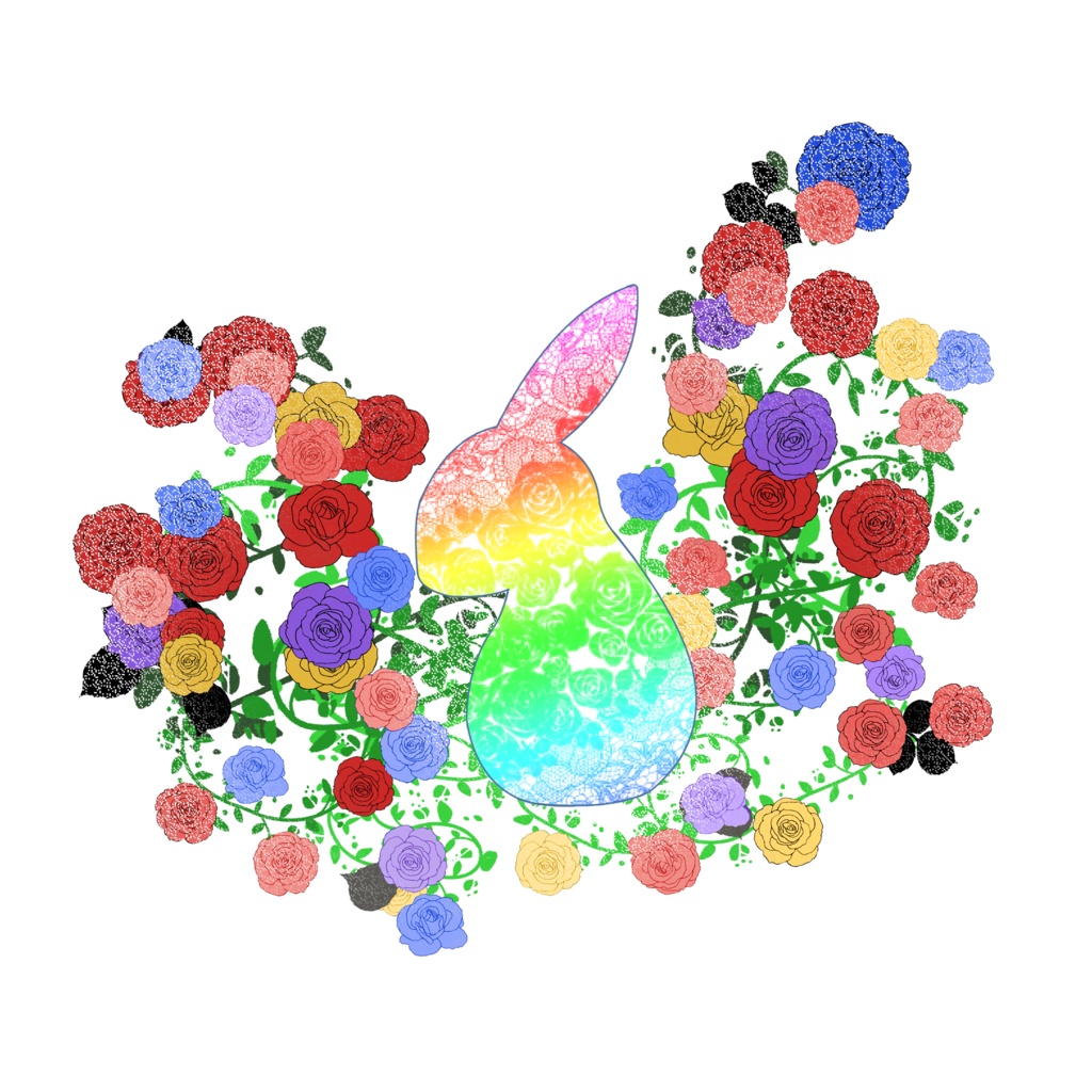 薔薇とうさぎ エコバッグ