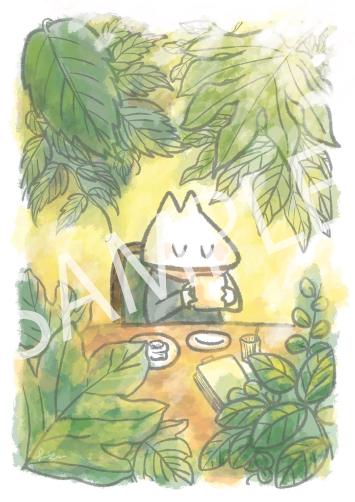 ポストカード『ひだまりのカフェにて』