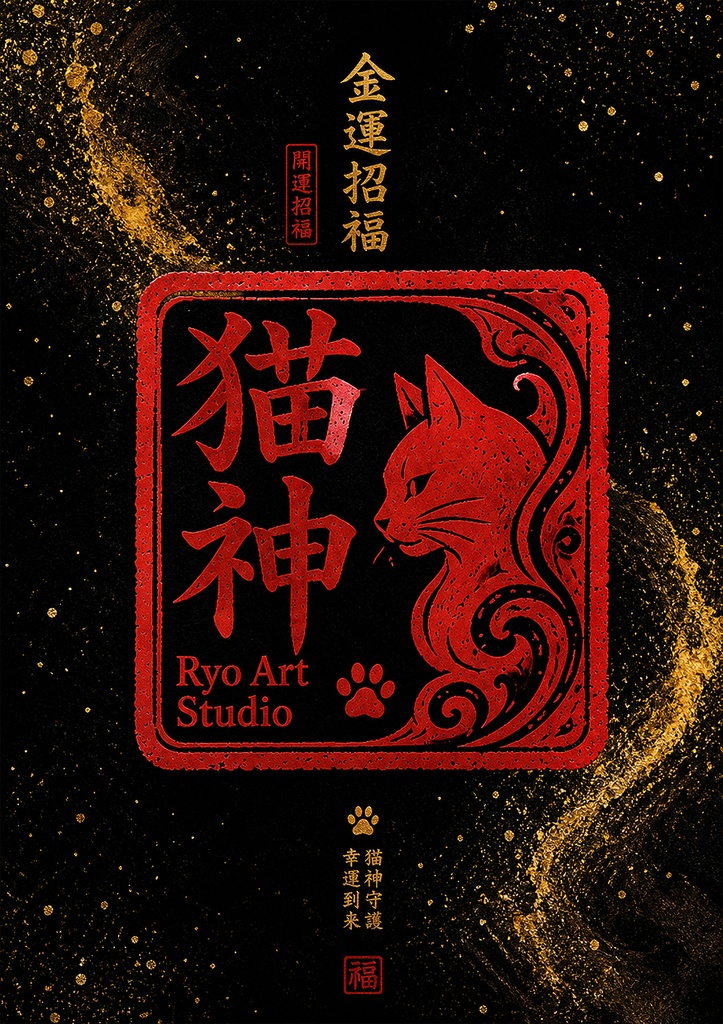 猫神　金運招福　A4 縦　ポスター　Fortune Nekogami