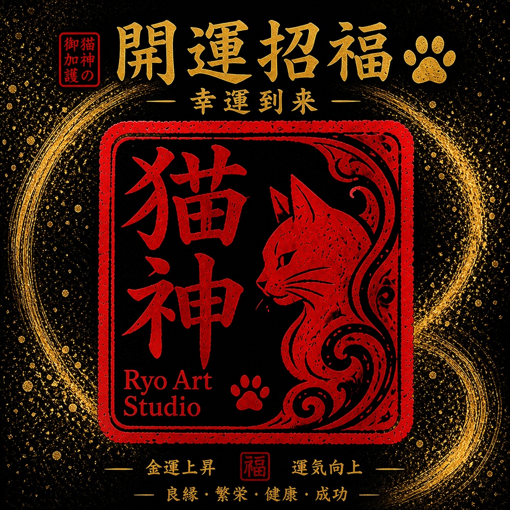 猫神 金運招福 A4 縦 ポスター Fortune Nekogami
