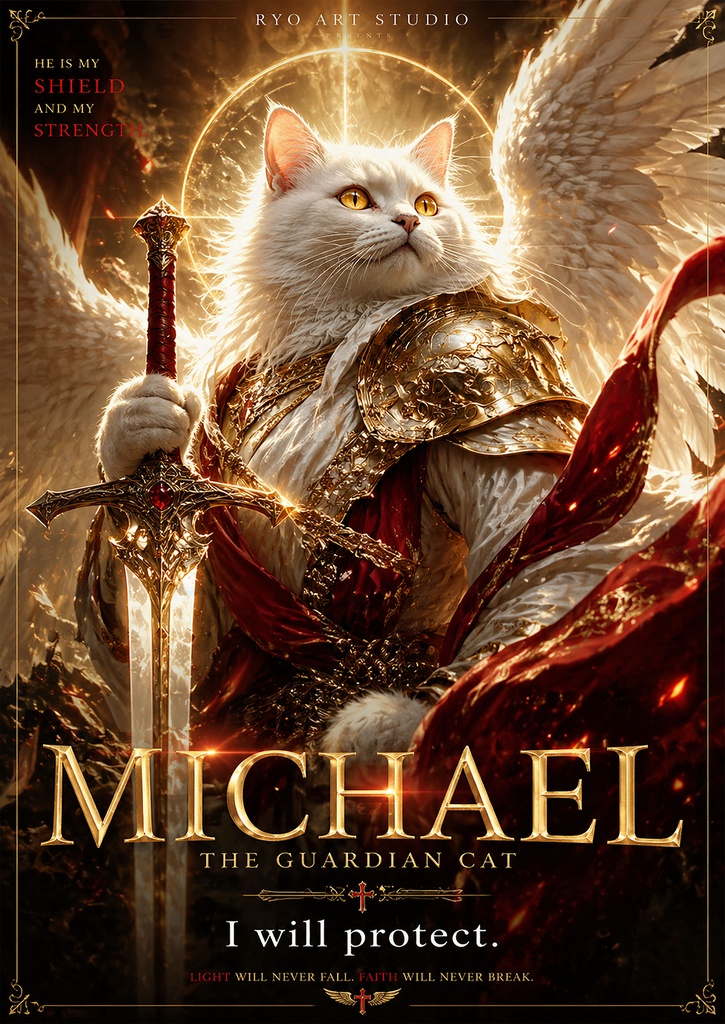 ANGEL SERIES | Michael The Guarian cat A4 Poster