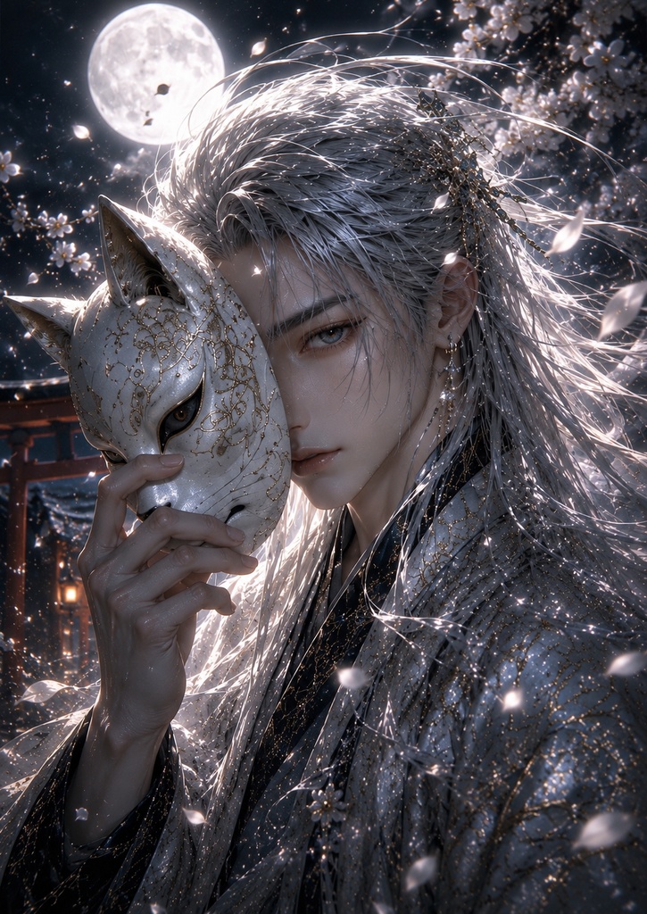 白銀ノ素顔｜白狐神譚 第三章Beneath the Fox Mask – Hakuko Shintan Vol.03 | A4 Fantasy Poster