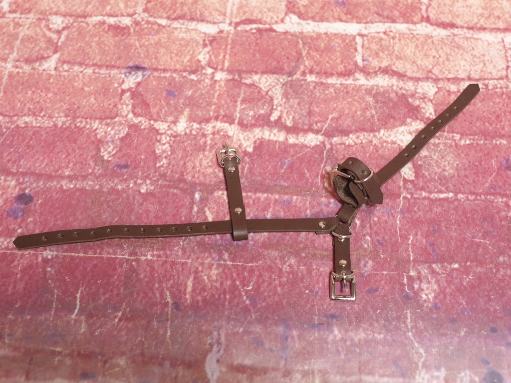 牛革製剣帯・背負い (ダークブラウン) 1/3ドール用