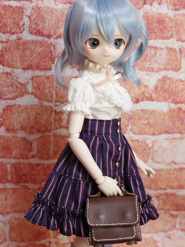 1/3ドール用革の3wayバッグ(ダークブラウン・シルバーホック)