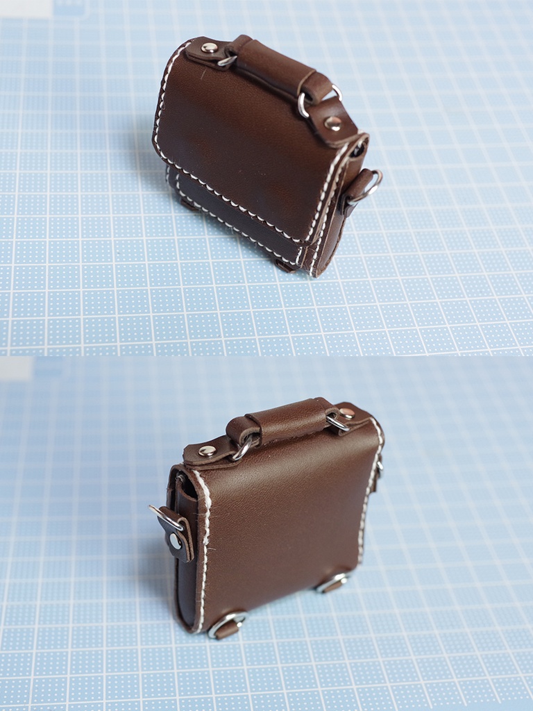 1/3ドール用革の3wayバッグ(ダークブラウン・シルバーホック)