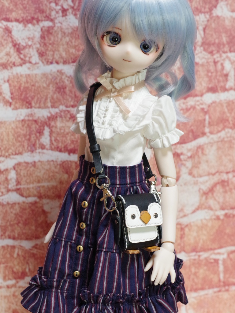 1/3ドール用革の子ペンギンショルダーバッグ(ブラック)