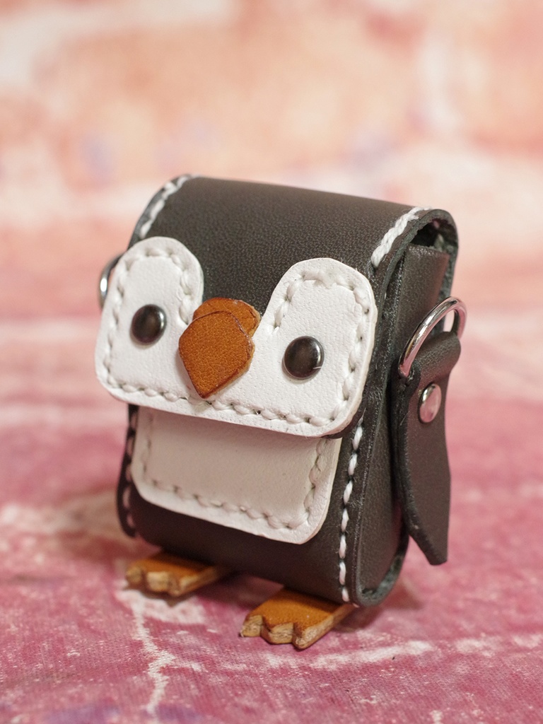 1/3ドール用革の子ペンギンショルダーバッグ(グレー)