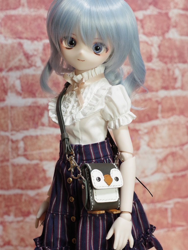 1/3ドール用革の子ペンギンショルダーバッグ(グレー)