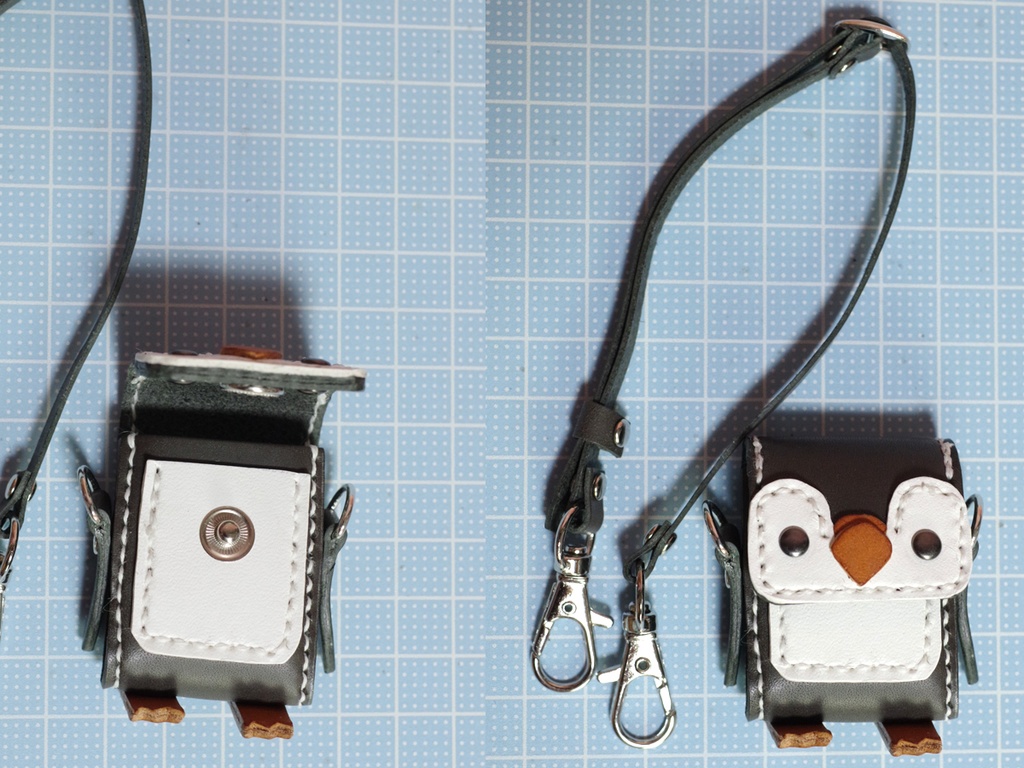 1/3ドール用革の子ペンギンショルダーバッグ(グレー)