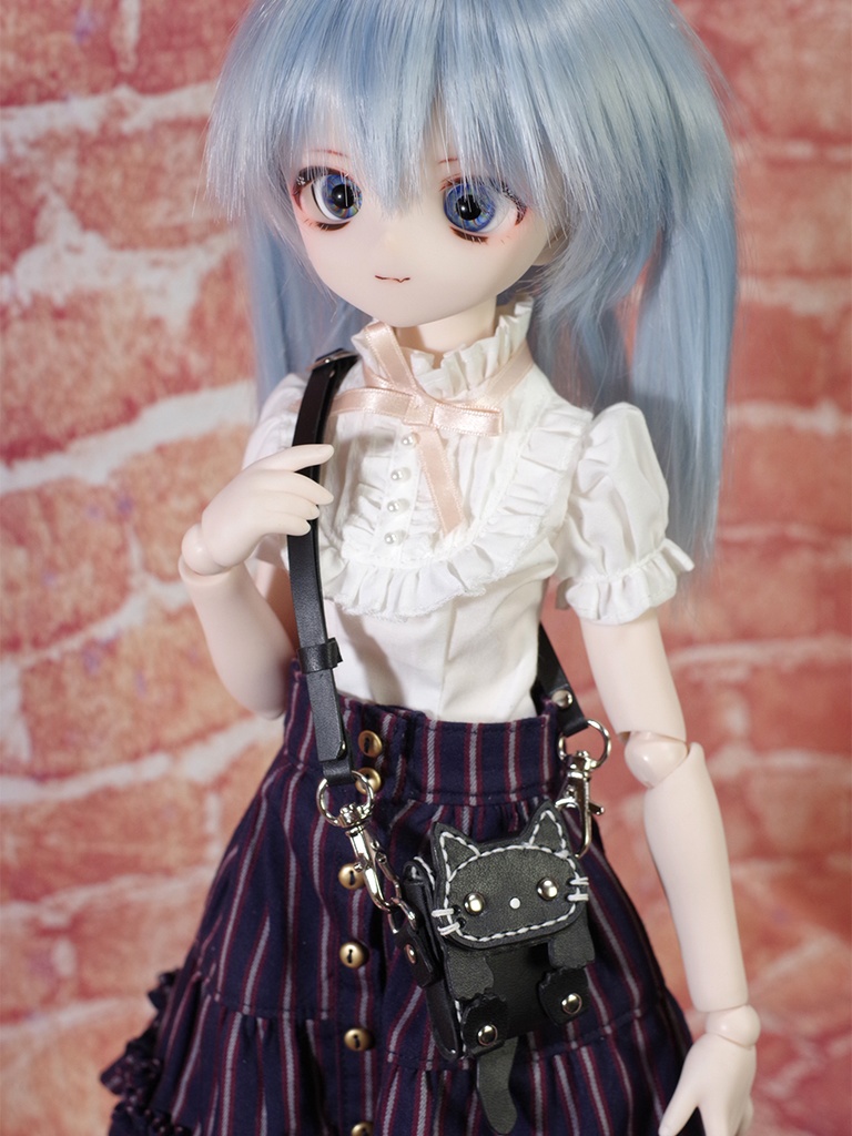 1/3ドール用革の黒猫バッグ