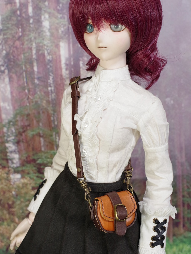 1/3ドール用革のショルダーバッグ(キャメル・マグネット)