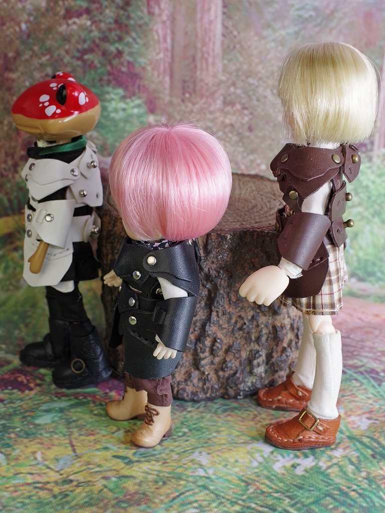 1/12ドール用革の鎧改(ブラック/ホワイト/ダークブラウン)