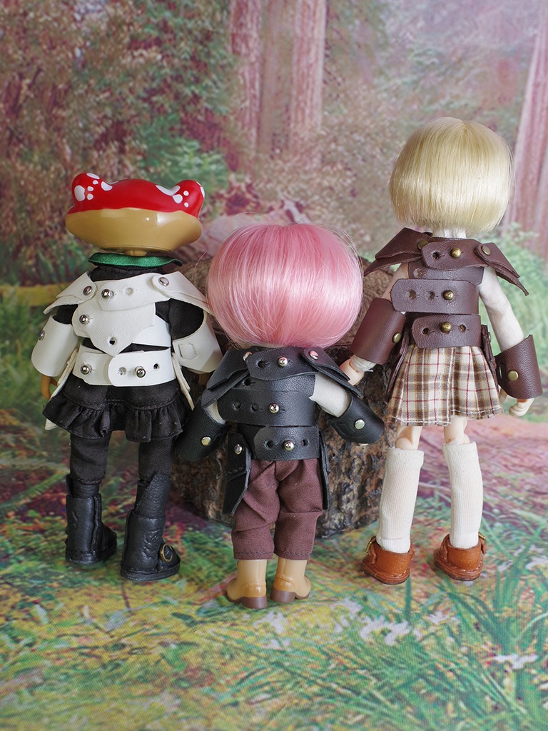 1/12ドール用革の鎧改(ブラック/ホワイト/ダークブラウン)