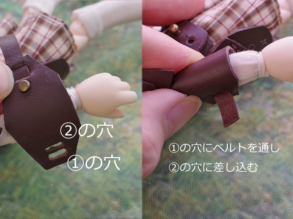 1/12ドール用革の鎧改(ブラック/ホワイト/ダークブラウン)