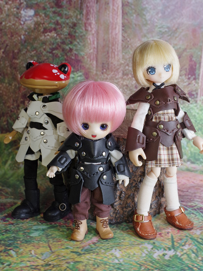 1/12ドール用革の鎧改(ブラック/ホワイト/ダークブラウン)