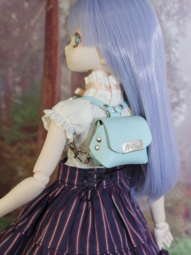 40cmドール向けレザーリュック(スカイブルー) 1/3ドール用品