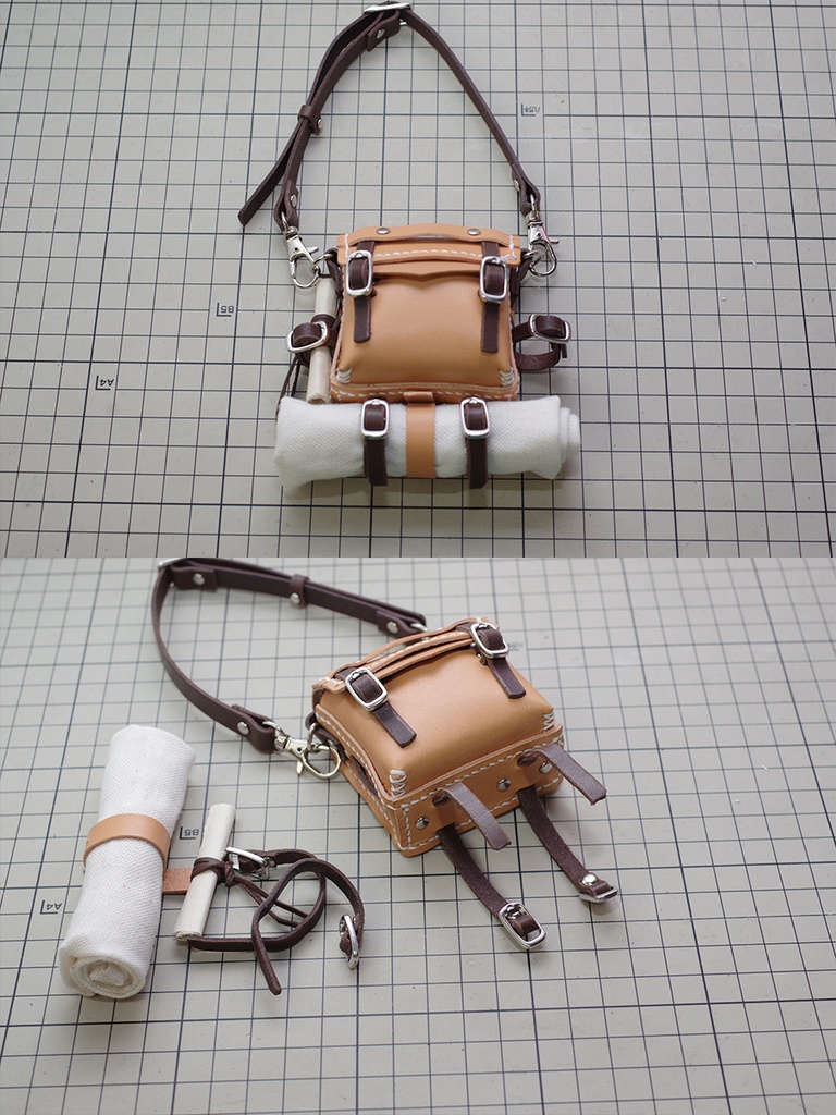 牛革製1/3ドール用旅人のカバン(キャメル) DD、MDDなど