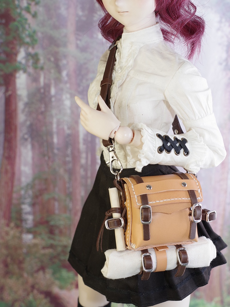 牛革製1/3ドール用旅人のカバン(キャメル) DD、MDDなど