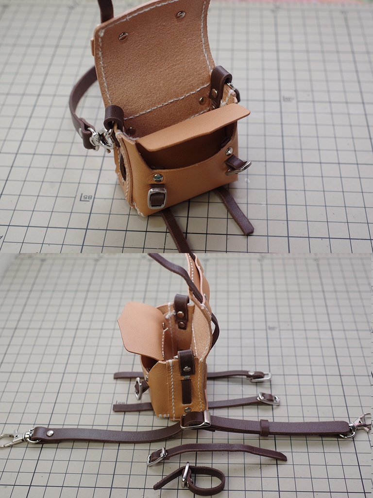 牛革製1/3ドール用旅人のカバン(キャメル) DD、MDDなど