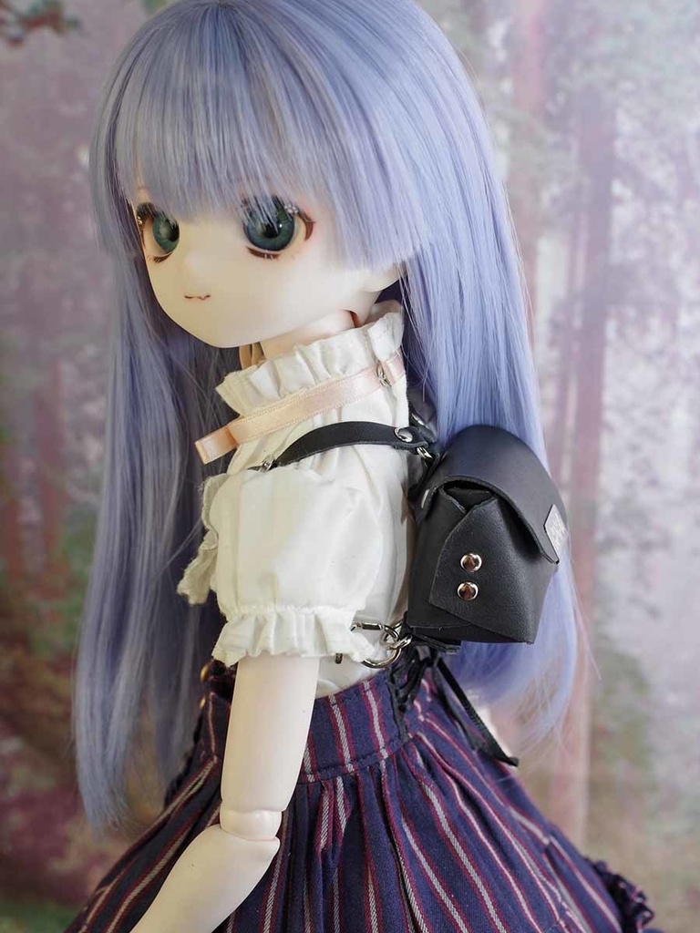 40cmドール向けレザーリュック(ブラック) 1/3ドール用品