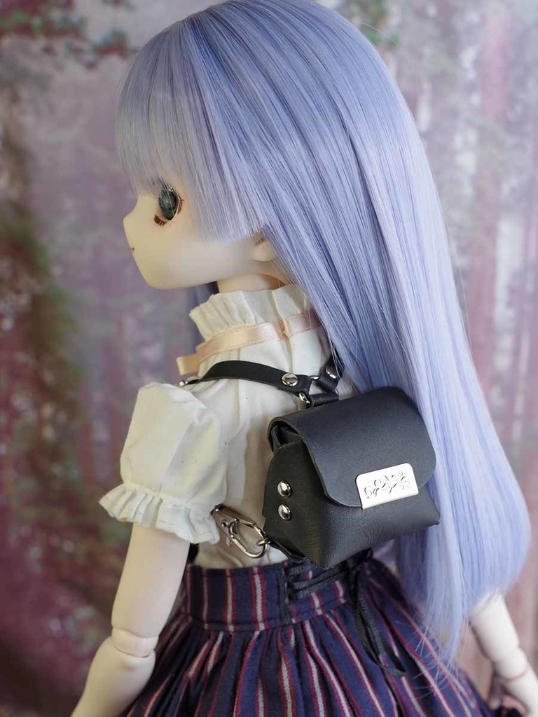 40cmドール向けレザーリュック(ブラック) 1/3ドール用品