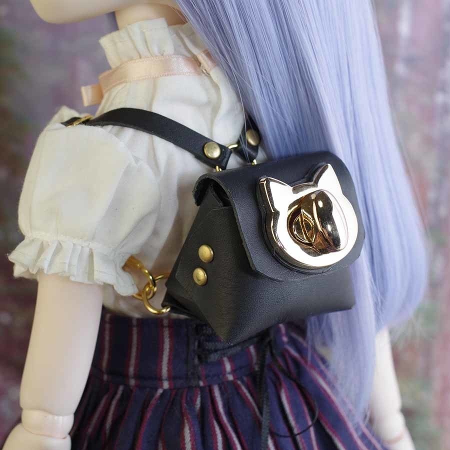 40cmドール向けレザーリュック(ブラック・キャット) 1/3ドール用品
