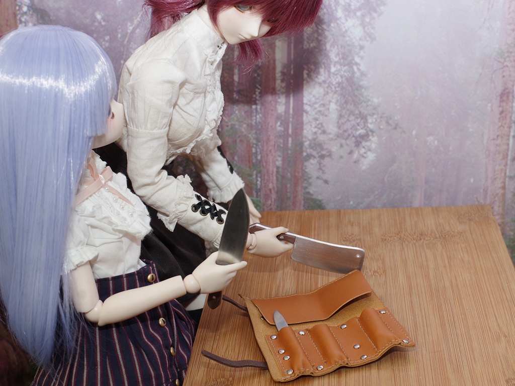 包丁3種+収納ケース ナイフロール 1/3ドール用品 20250921