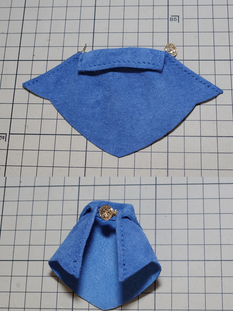 1/12ドール向け革のマント(ブルー)