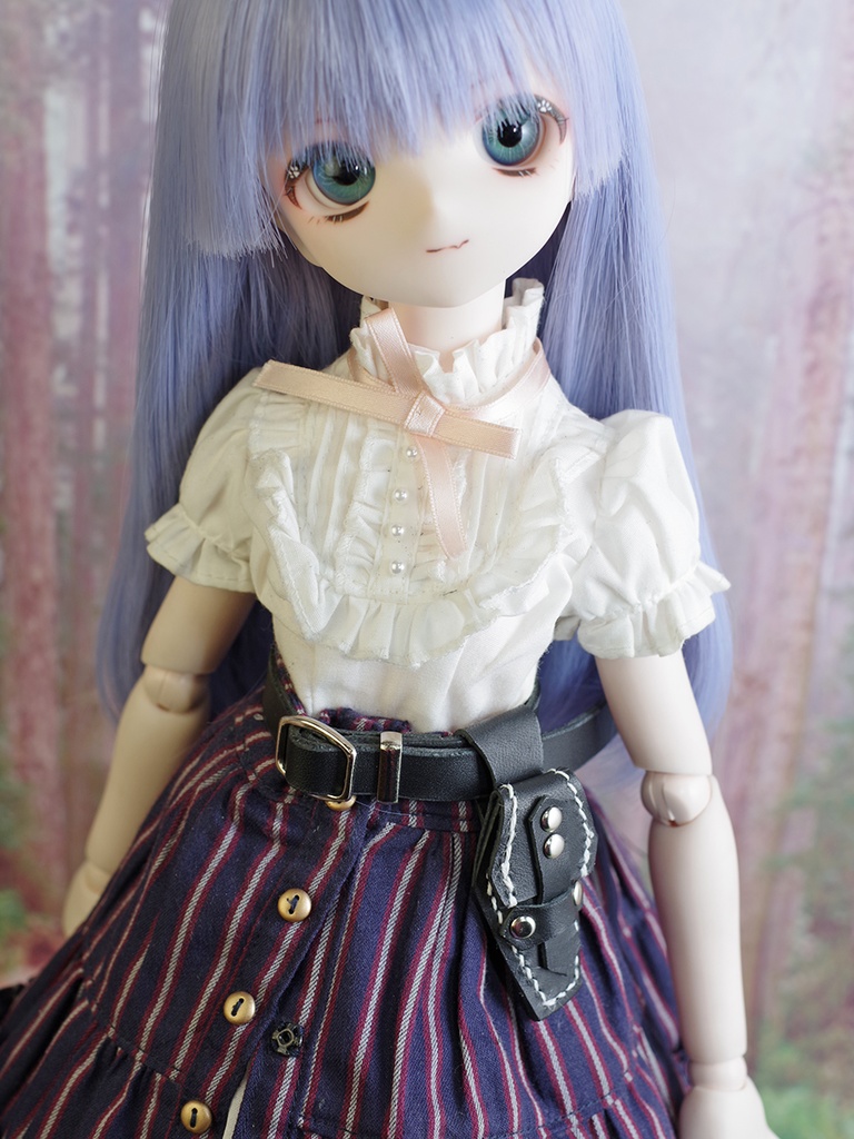 棺型ポーチ(ブラック×ホワイト)ベルト付き 1/3ドール用品