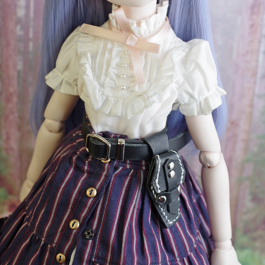 棺型ポーチ(ブラック×ホワイト)ベルト付き 1/3ドール用品