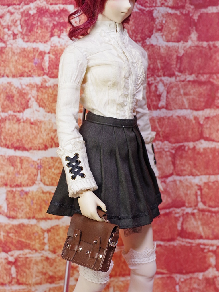 革の手提げ鞄(ダークブラウン) 1/3ドール用品58