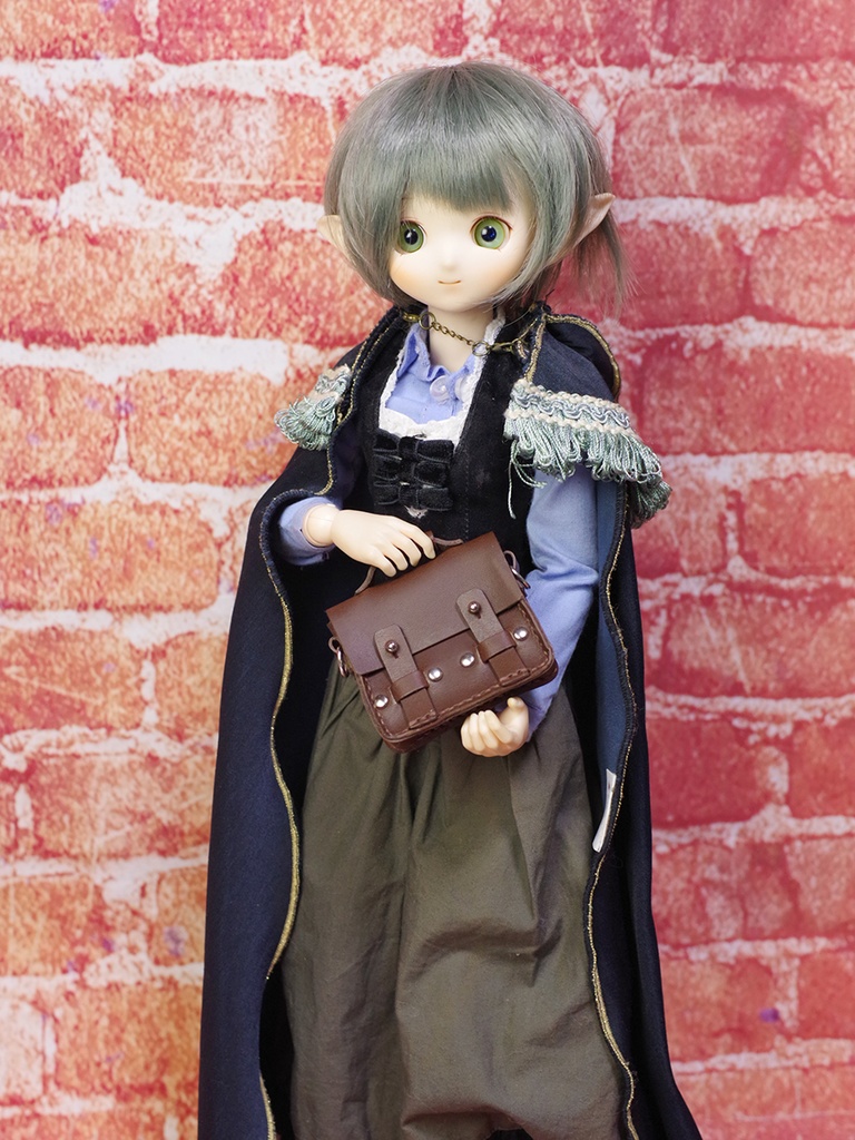 革の手提げ鞄(ダークブラウン) 1/3ドール用品58