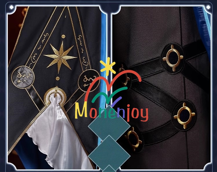 Monenjoy 崩壊スターレイル アナイクス コスプレ衣装 タトゥーシール+イヤリング+指輪5+アイマスク付 樹脂製腰飾り 刺繍花紋 イベント コスチューム 仮装