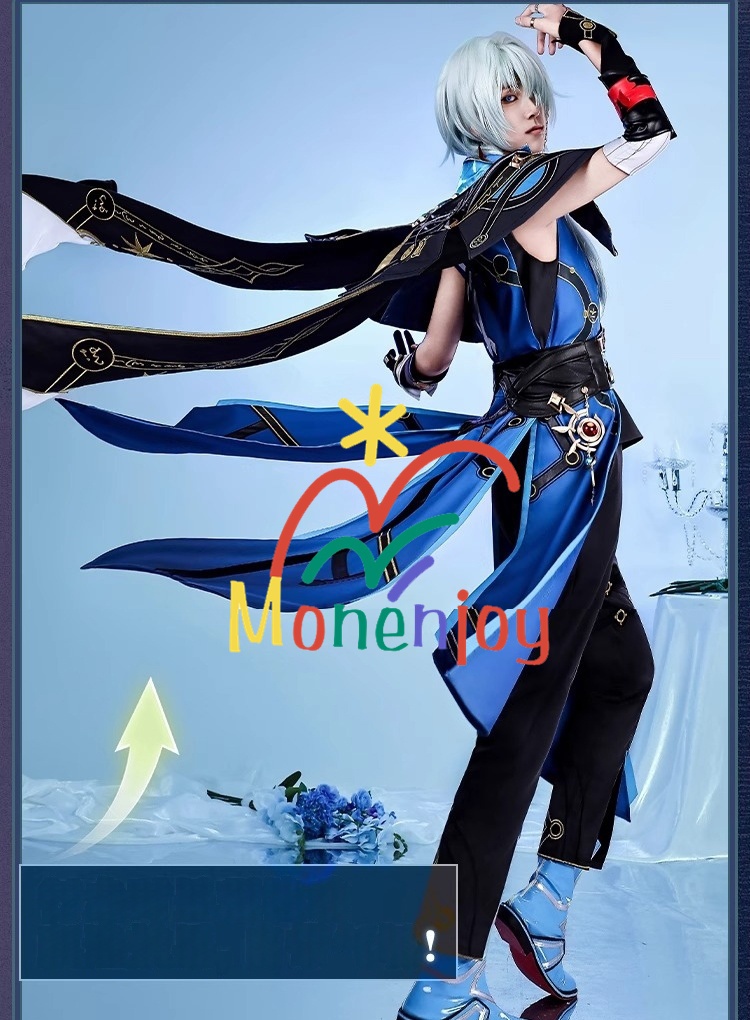 Monenjoy 崩壊スターレイル アナイクス コスプレ衣装 タトゥーシール+イヤリング+指輪5+アイマスク付 樹脂製腰飾り 刺繍花紋 イベント コスチューム 仮装