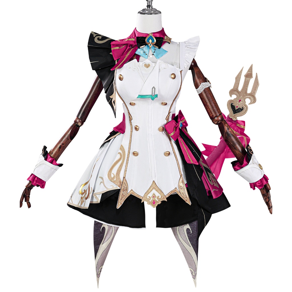 Monenjoy 原神 エスコフィエ コスプレ衣装 Escoffier コスチューム ワンピース 洋服 帽子付 3d樹脂アクセサリー G1199
