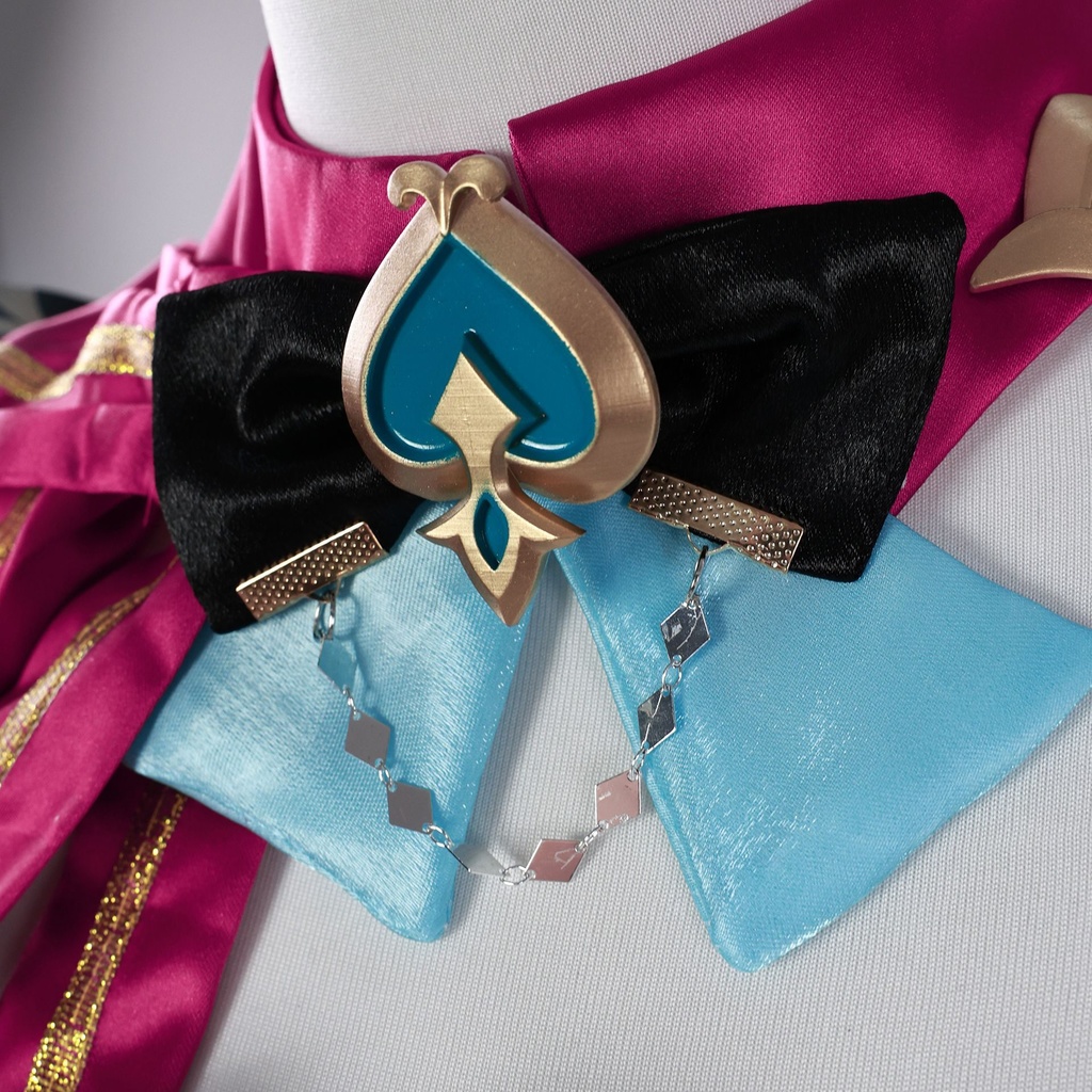 Monenjoy 原神 エスコフィエ コスプレ衣装 Escoffier コスチューム ワンピース 洋服 帽子付 3d樹脂アクセサリー G1199