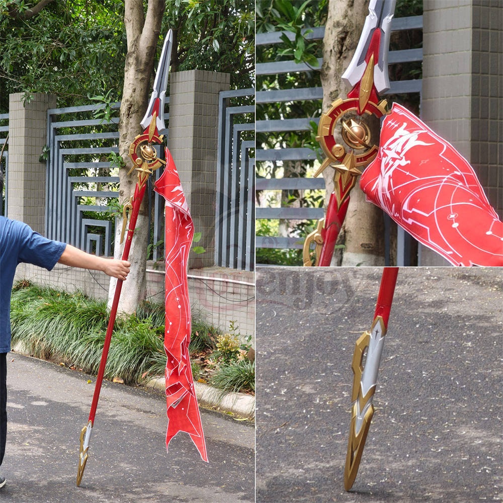 Monenjoy　崩壊スターレイル 姫子（旅立ち）モチーフ長柄武器 コスプレ道具 226cm PVC＋PU＋布製 旗付きランス スタレ イベント舞台対応