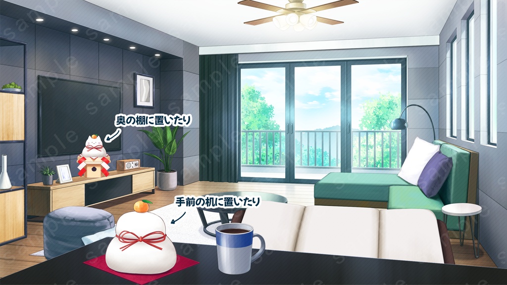 【配信素材】鏡餅、猫鏡餅