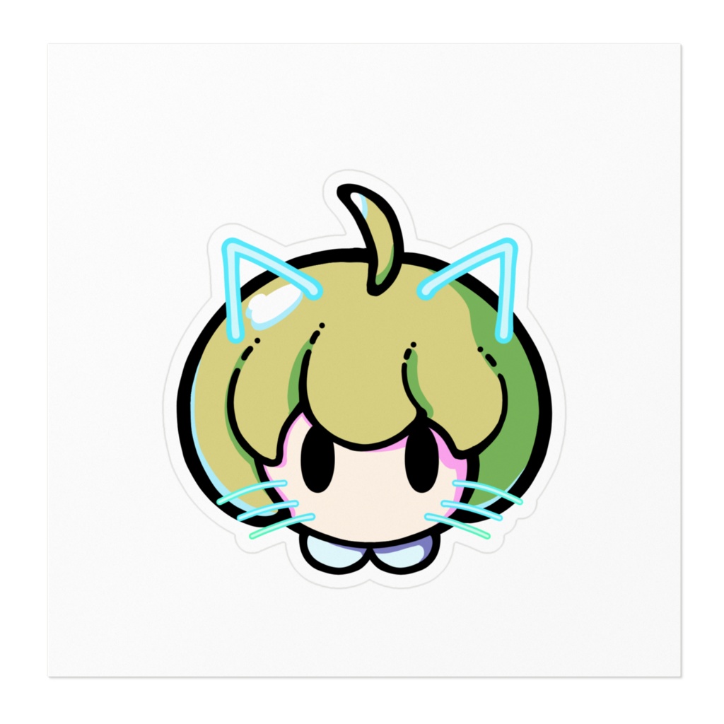 まるっと女の子ステッカー ネオン猫耳